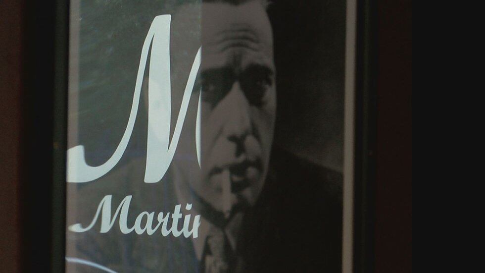 The Martini's logo is reflected in an image of Humphrey Bogart at the recently opened Biloxi bar.