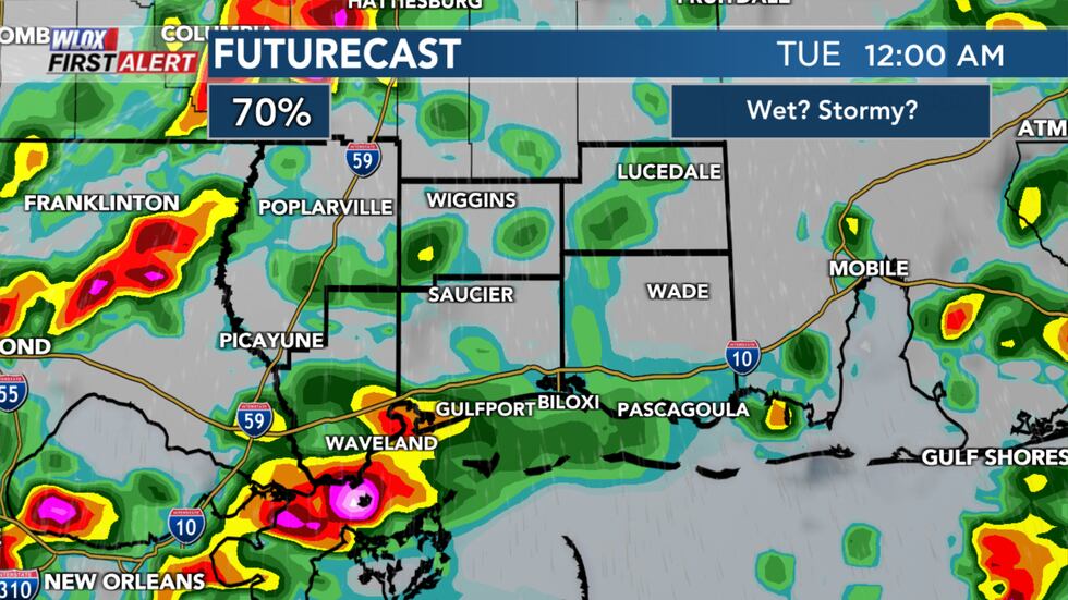 Will it turn wet and stormy Monday night into early Tuesday?