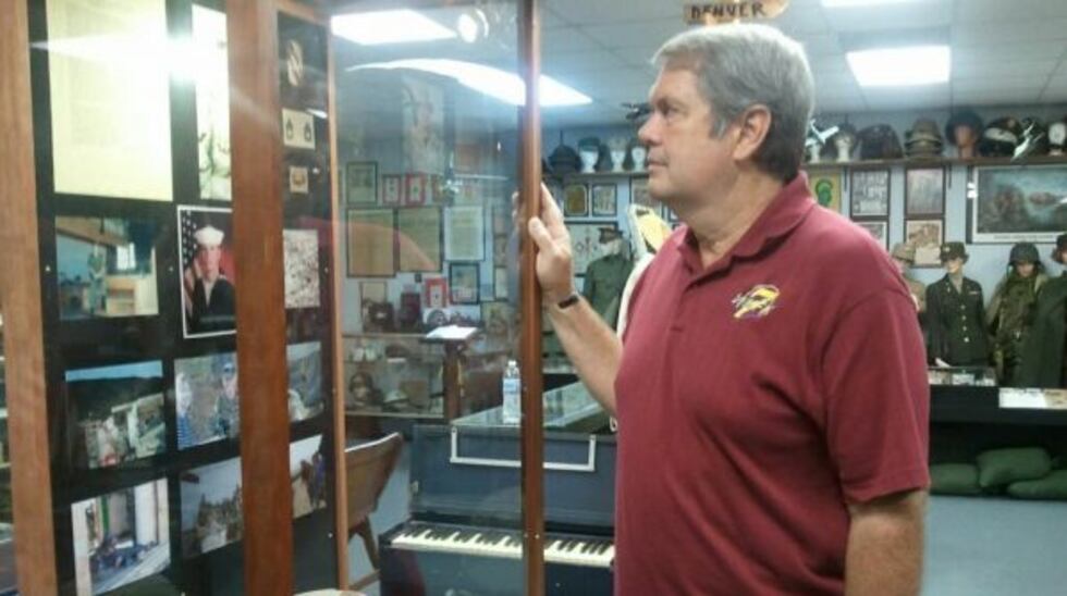 Doug Mansfield owns the G. I. Military Museum in Gautier, and set up this memorial to honor...