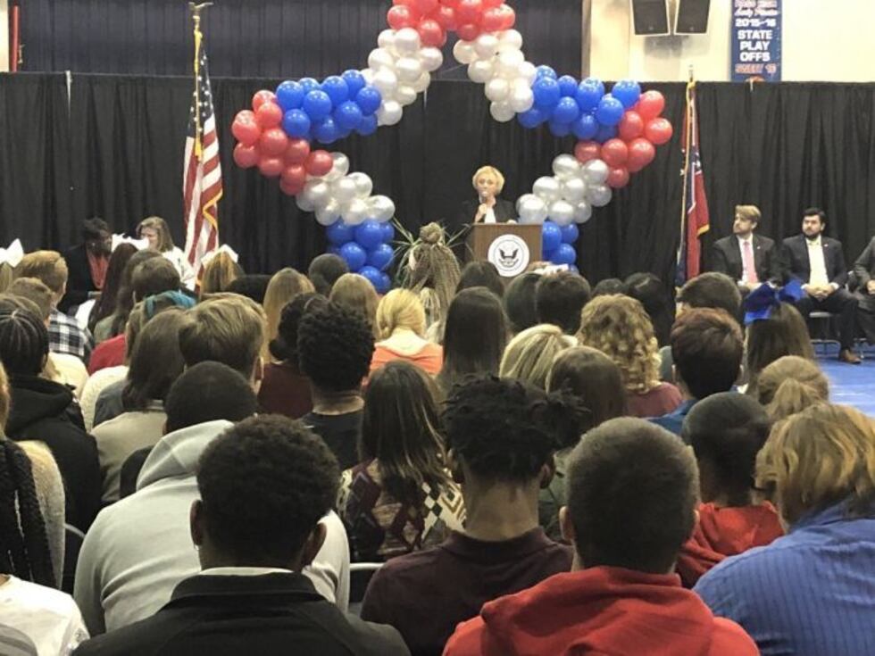 Mississippi’s Superintendant of Education addressed the assembly at Pass Christian HS. (Photo...