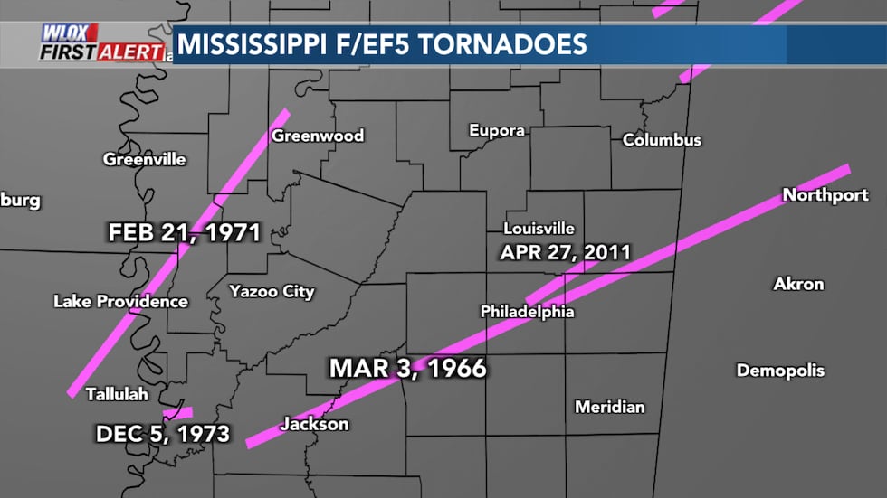 Mississippi F/EF5 Tornadoes.
Courtesy: Mississippi State University