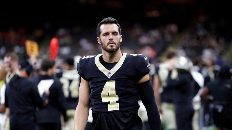 New Orleans Saints quarterback Derek Carr (4) (AP Photo/Tyler Kaufman)
