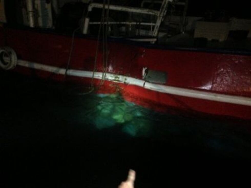 The shrimping vessel had about 10,000 gallons of diesel and 200 gallons of oil on board, but...
