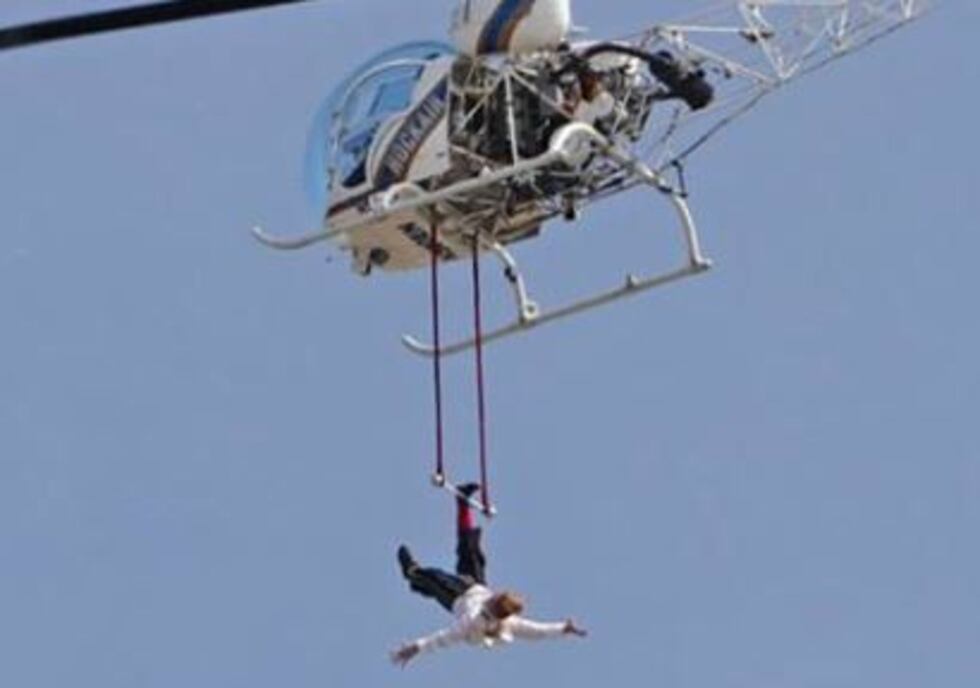 Bello Nock performing the Bellocopter stunt.