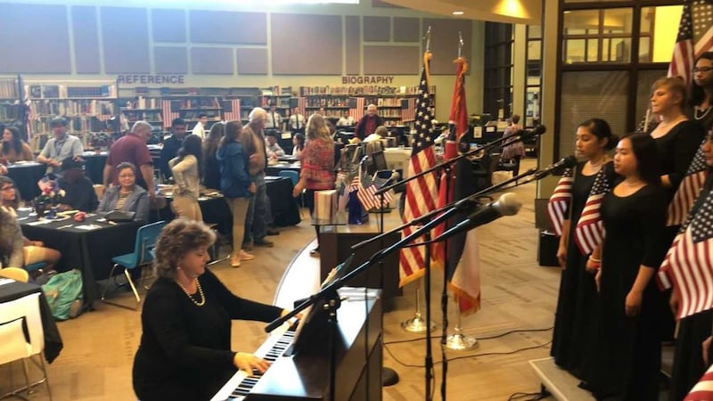 Students at St. Martin High School were invited to bring a military hero in their life to class.