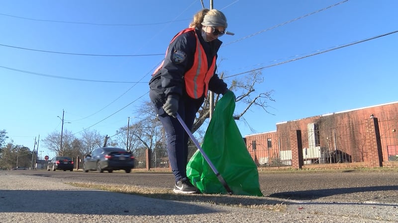 Volunteers participated in a community clean up on Monday.