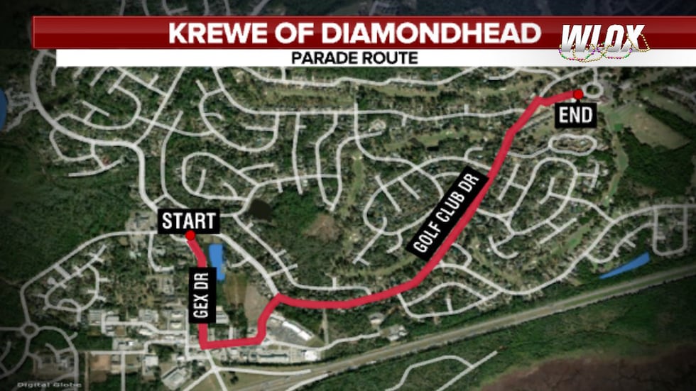 Krewe of Diamondhead Mardi Gras Parade Route for 2023