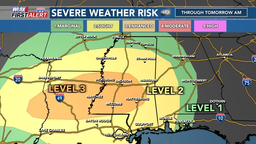 Risk of strong to severe t-storms in South MS is greater than zero. Tornado and severe t-storm...