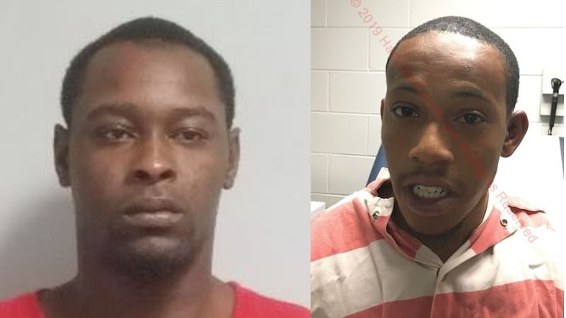 Xavier Colby Hall, left, and Brent Mandell Jones, right, are charged with two counts of armed...