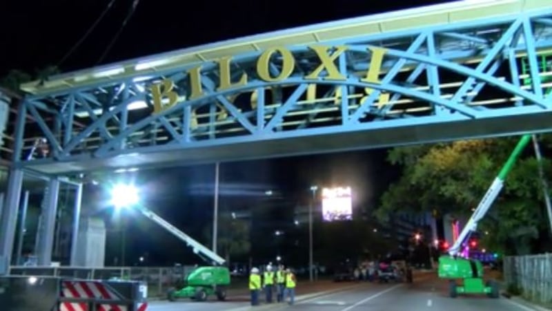 A new walkway is now over Highway 90 in Biloxi to help pedestrian cross near Main Street.