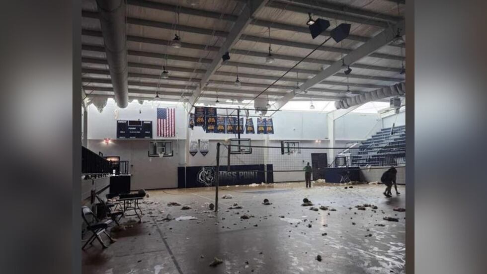Moss Point High School gymnasium following the tornado.