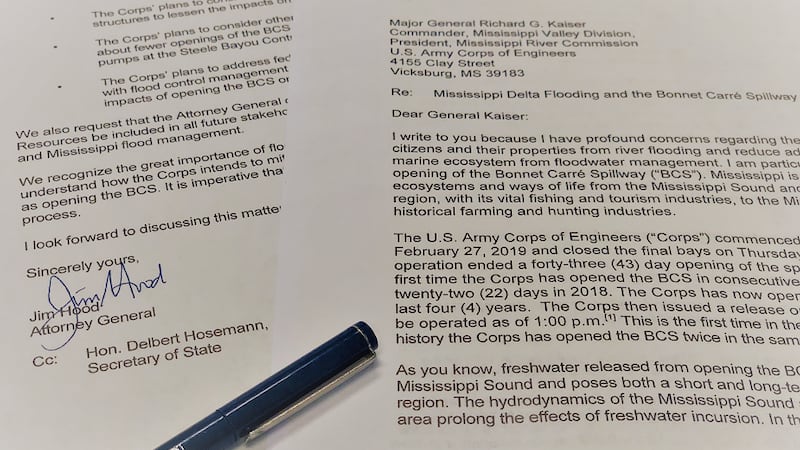 Mississippi Attorney General Jim Hood sent a letter to Major General Richard Kaiser asking to...