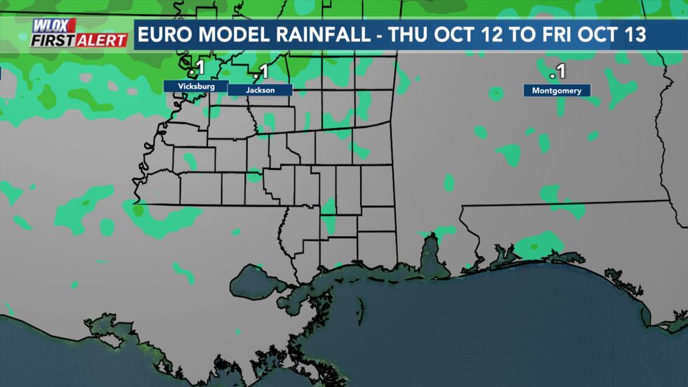 Euro model shows little to no rain in and near South Mississippi from Thursday Oct 12 to...