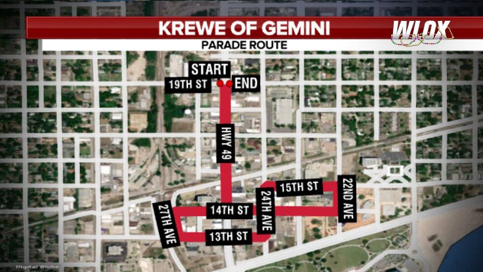 Krewe of Gemini Day Parade Route for 2023
